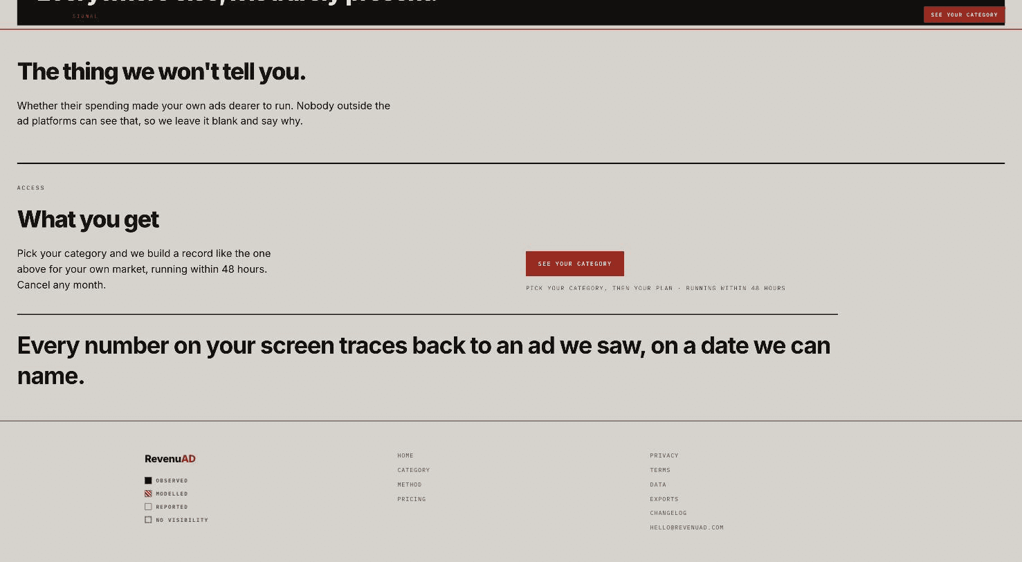 The product, in twenty seconds: pick a category, name the client, and the record is set up.